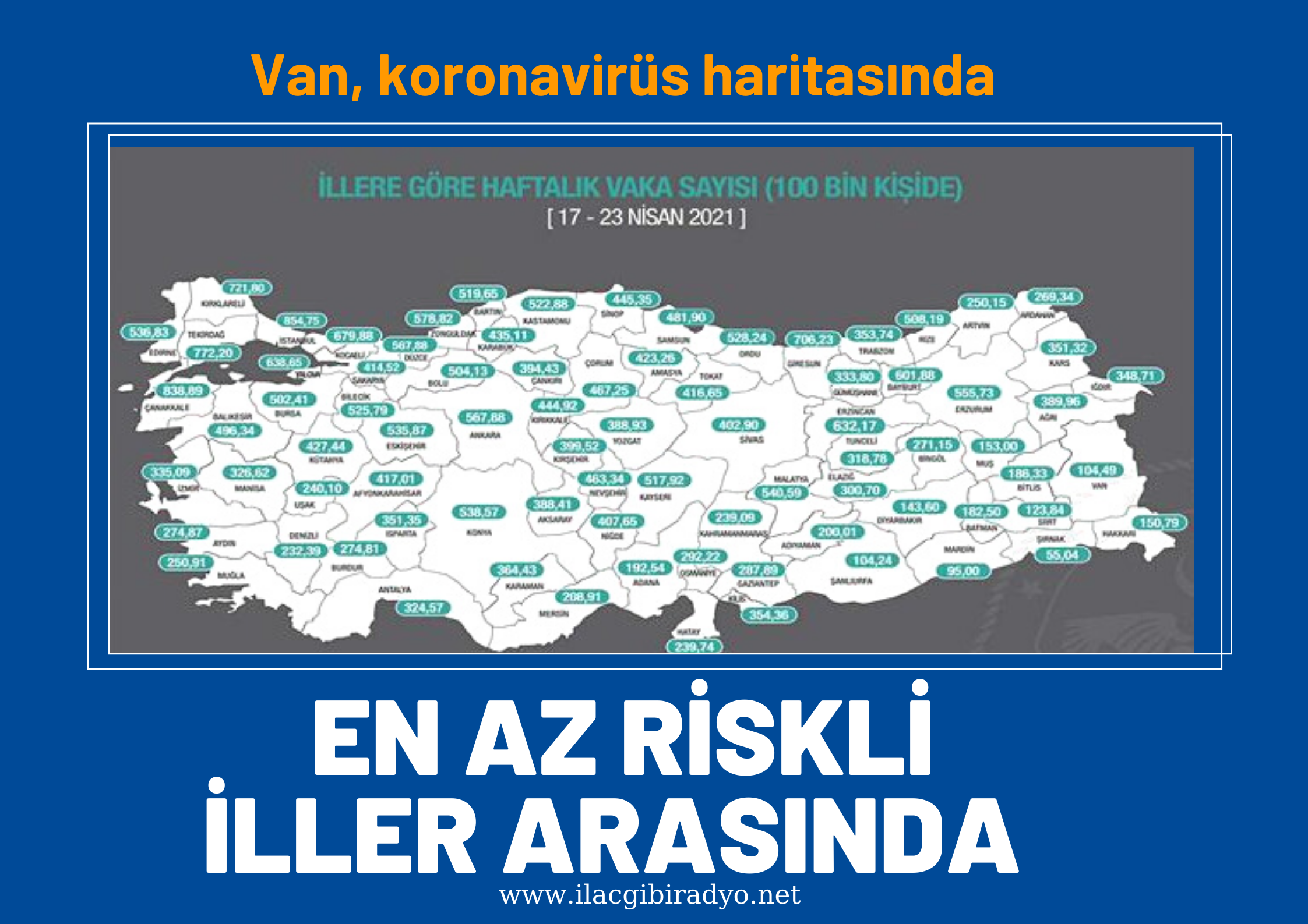 Van, korona virüs haritasında en az riskli iller arasında