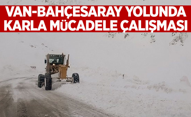 Van-Bahçesaray yolunda karla mücadele çalışması