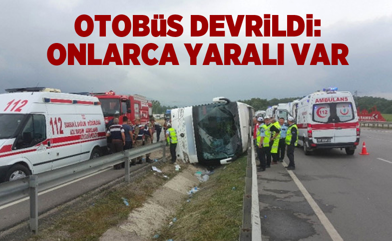 Samsun'da acemi erleri taşıyan otobüs devrildi