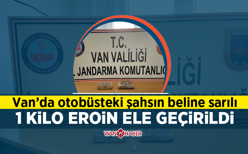 Otobüsteki şahsın beline sarılı 1 kilo eroin ele geçirildi