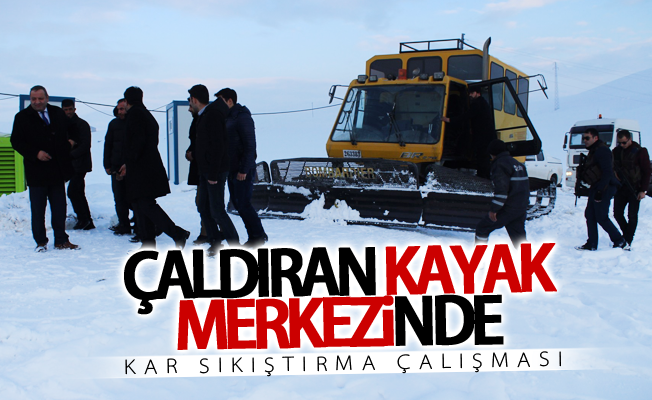 Çaldıran Kayak Merkezinde kar sıkıştırma çalışması