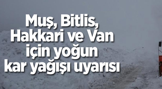 Van, Bitlis, Muş ve Hakkari için yoğun kar yağışı uyarısı