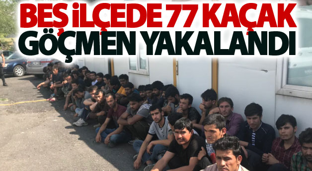 Beş ilçede 77 kaçak göçmen yakalandı