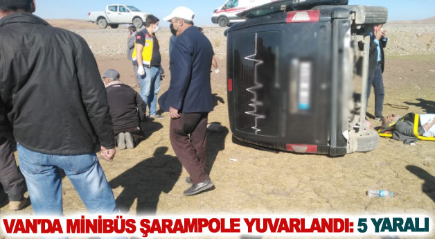 Van'da minibüs şarampole yuvarlandı: 5 yaralı