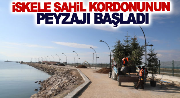 iskele sahil kordonunun peyzajı başladı