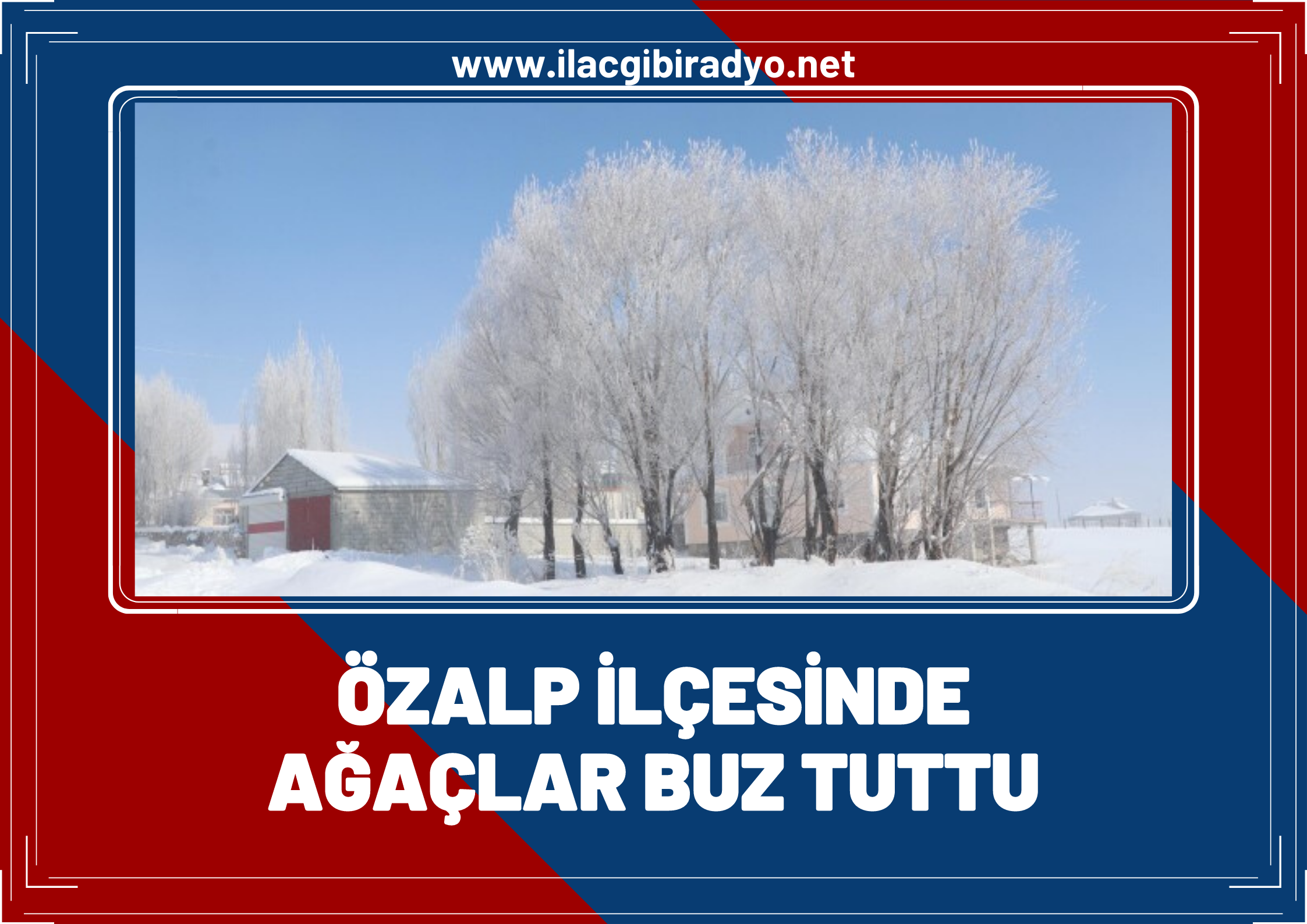 Özalp ilçesinde ağaçlar buz tuttu