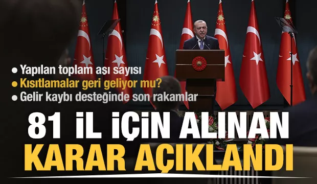 Cumhurbaşkanı Erdoğan açıkladı! 81 il için alınan kararlar ve tüm detaylar!